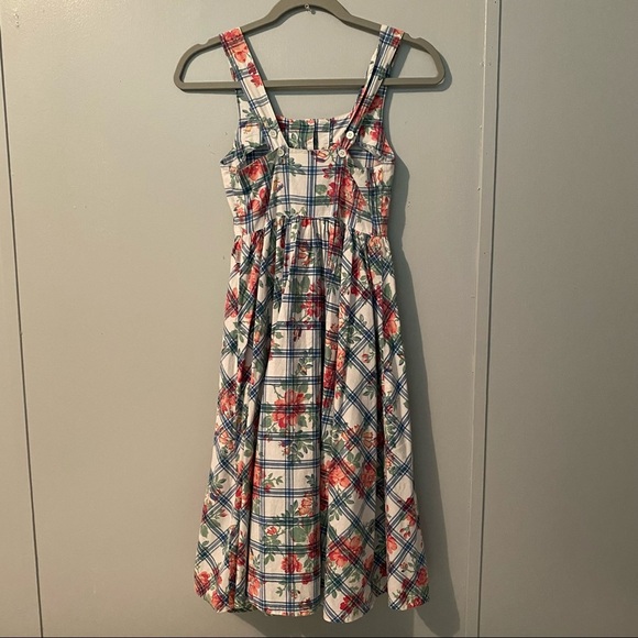 ESPRIT Kids Floral Plaid Midi Sun Dress Size Small - Picture 2 of 10